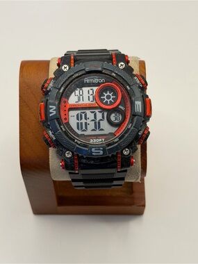 Armitron Sport digital watch (model 40/8284) Black/Red/Orange